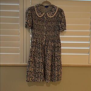 Maison Me floral cotton smocked collared dress size L